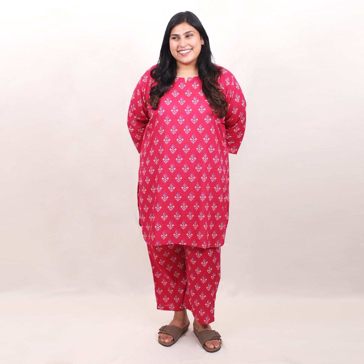Radish Pink with Pixel Butti Co-ord Set