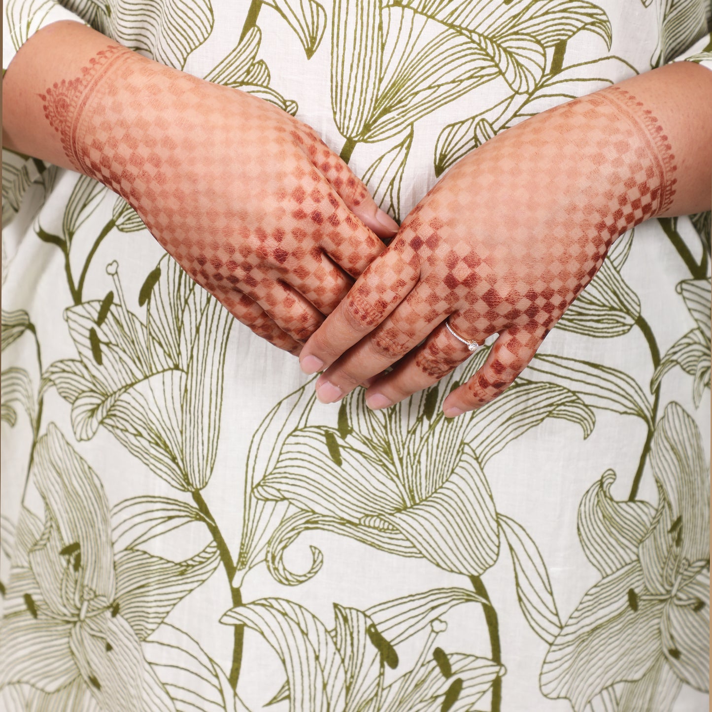 White & Olive Green Tropical Co-ord Set