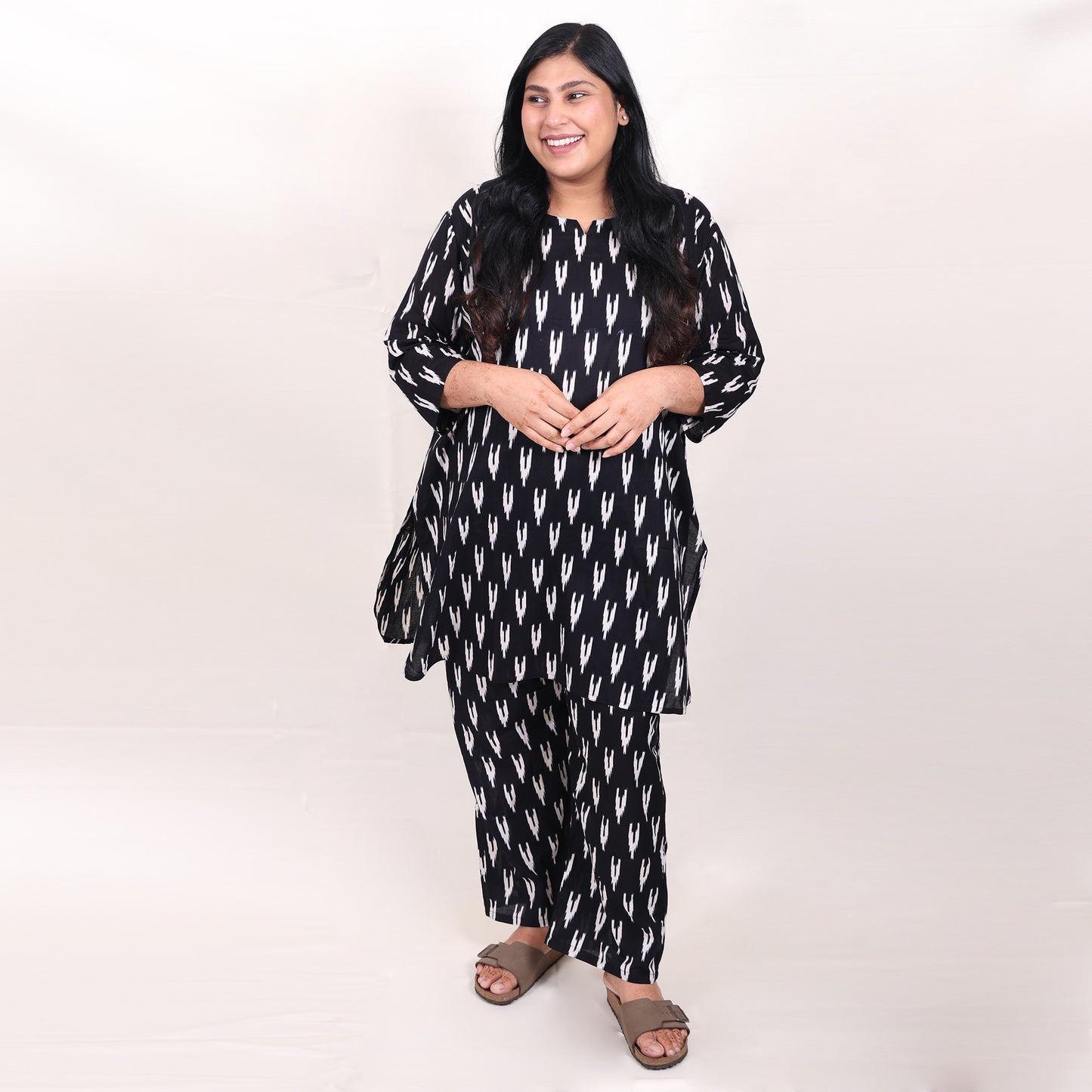 Black Ikkat Co-ord Set