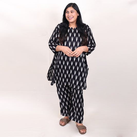 Black Ikkat Co-ord Set