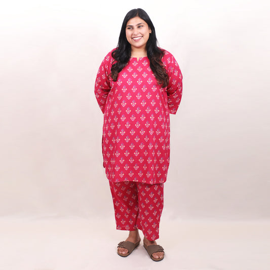 Radish Pink with Pixel Butti Co-ord Set