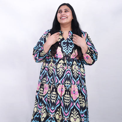 Black Neon Ikkat Dress