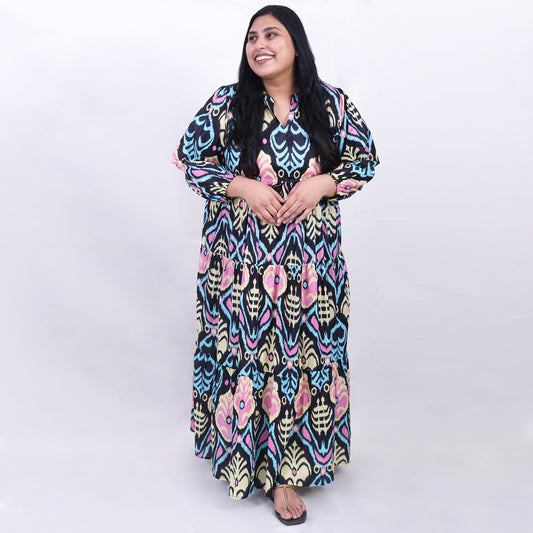 Black Neon Ikkat Dress