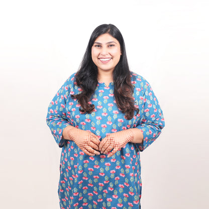 Denim Blue Butti Print Co-ord Set