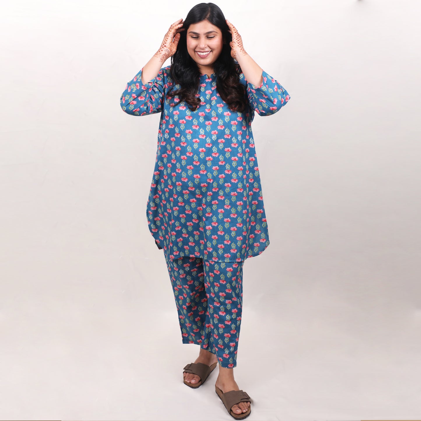 Denim Blue Butti Print Co-ord Set