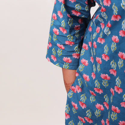 Denim Blue Butti Print Co-ord Set