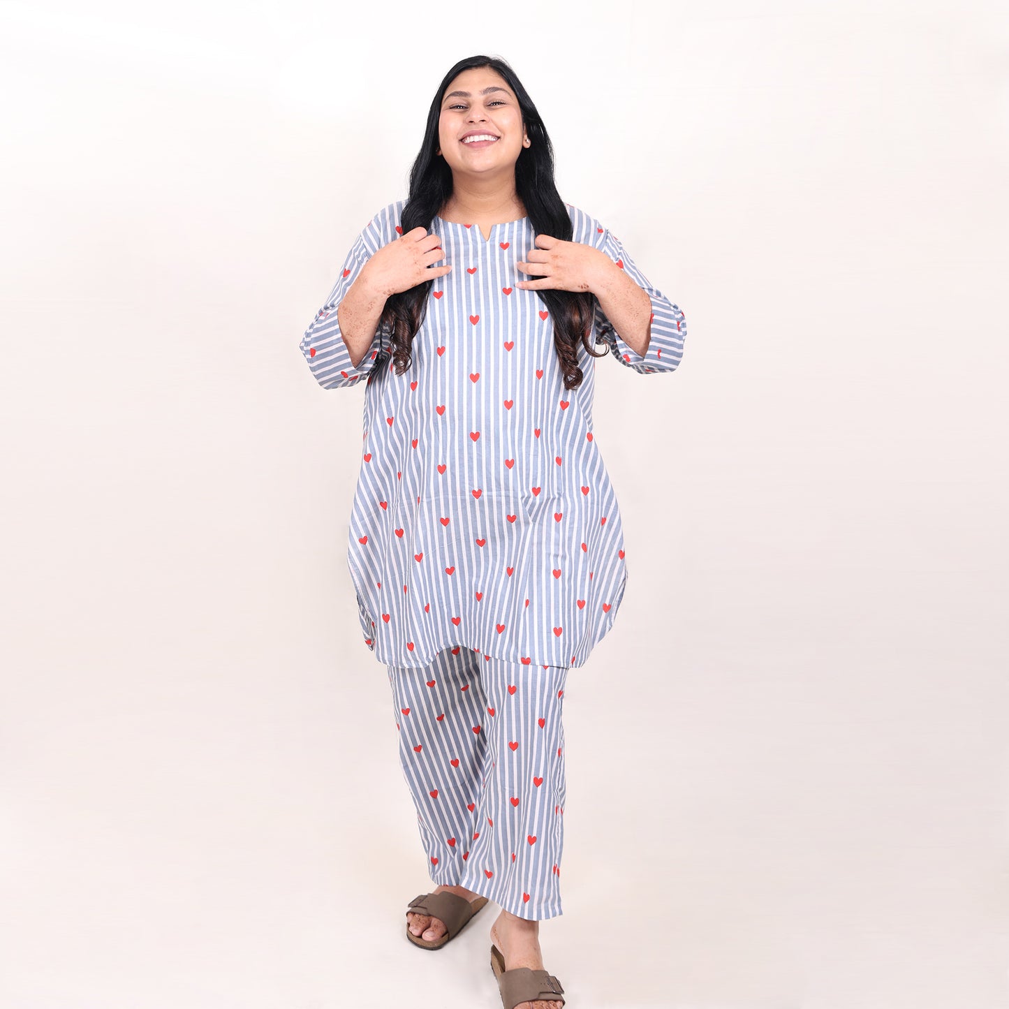 Dusty Blue Hearts Co-ord Set