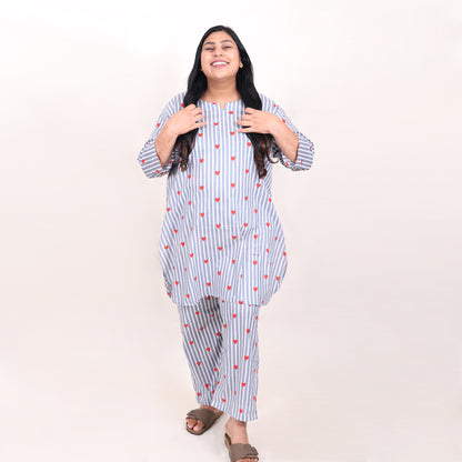 Dusty Blue Hearts Co-ord Set