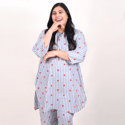 Dusty Blue Hearts Co-ord Set