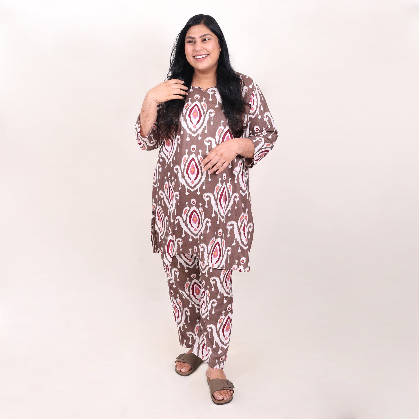 Mocha Ikkat Co-ord Set