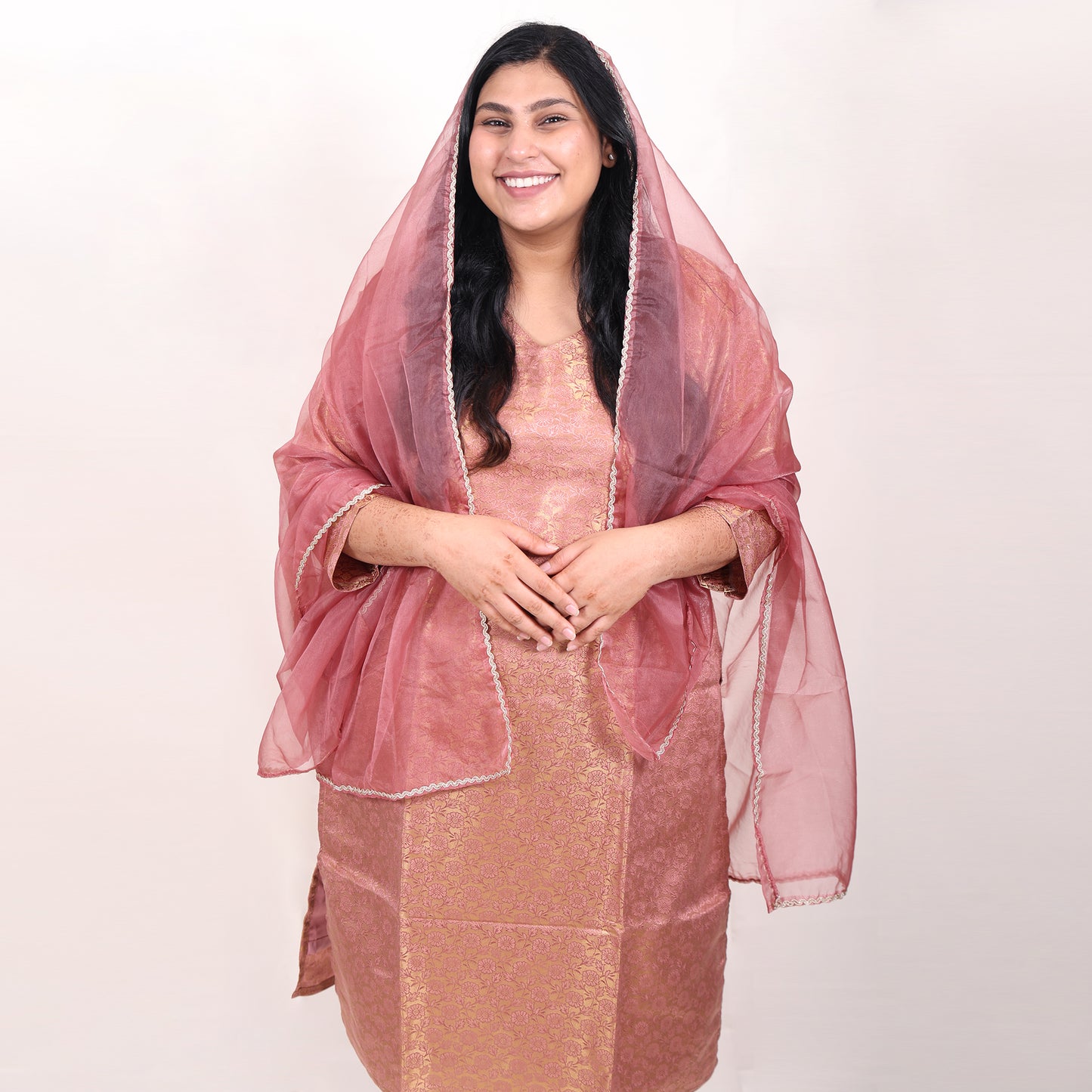 Banarasi Rose Gold Suit with Dupatta