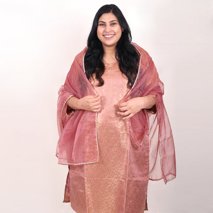Banarasi Rose Gold Suit with Dupatta