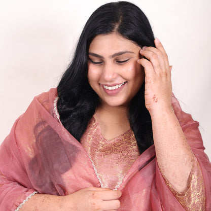 Banarasi Rose Gold Suit with Dupatta