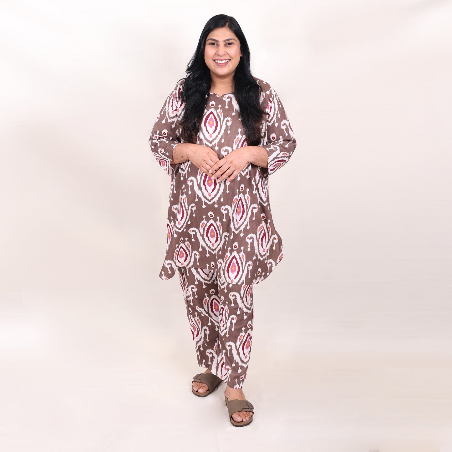Mocha Ikkat Co-ord Set